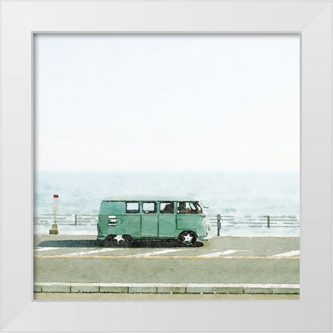 Vintage Van White Modern Wood Framed Art Print by Curinga, Kim