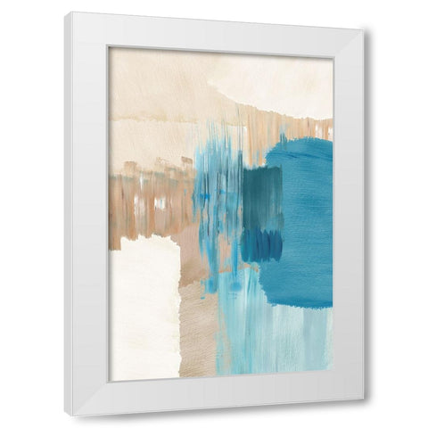 Blue Motion II White Modern Wood Framed Art Print by Kouta, Flora