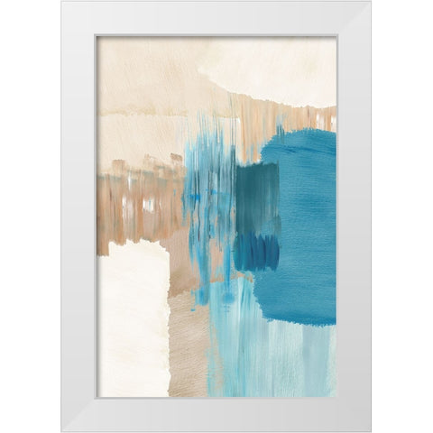 Blue Motion II White Modern Wood Framed Art Print by Kouta, Flora