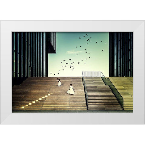 Free like a bird White Modern Wood Framed Art Print by Mohrmann, Dennis