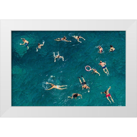 Blue water swim White Modern Wood Framed Art Print by Tonti, Carlo