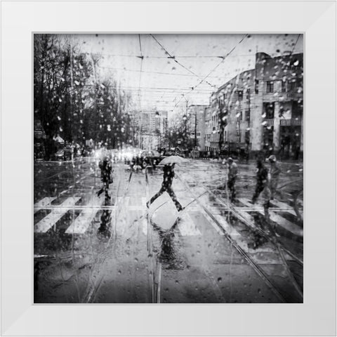 The Decisive Leap White Modern Wood Framed Art Print by Economou, Costas