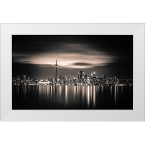 Toronto White Modern Wood Framed Art Print by Yoann
