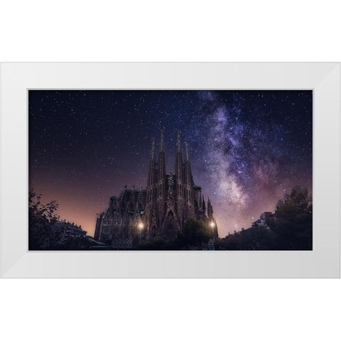 Sagrada Familia White Modern Wood Framed Art Print by F. Turienzo, Carlos
