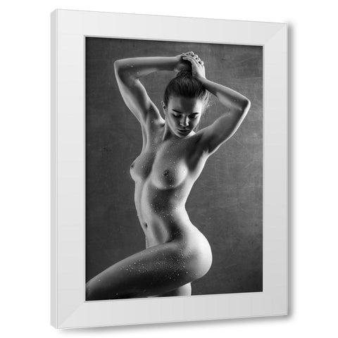 Drops White Modern Wood Framed Art Print by Belovodchenko, Anton