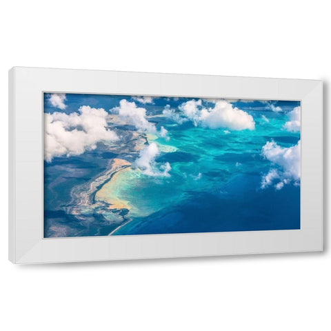 Sand Beach meets ocean White Modern Wood Framed Art Print by (David) Dai, Wei