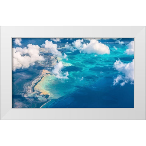 Sand Beach meets ocean White Modern Wood Framed Art Print by (David) Dai, Wei