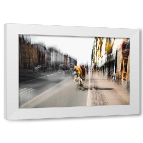 Bicycle tour White Modern Wood Framed Art Print by Chiriaco, Carmine