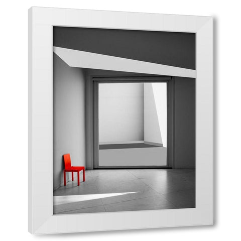 The red chair White Modern Wood Framed Art Print by Schuster, Inge