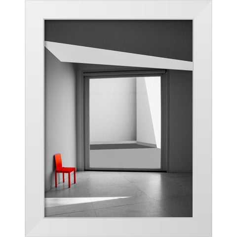 The red chair White Modern Wood Framed Art Print by Schuster, Inge