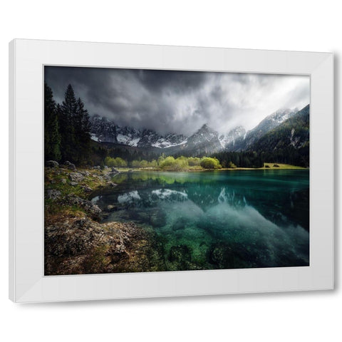 Azul turquesa. White Modern Wood Framed Art Print by Pablo De, Juan