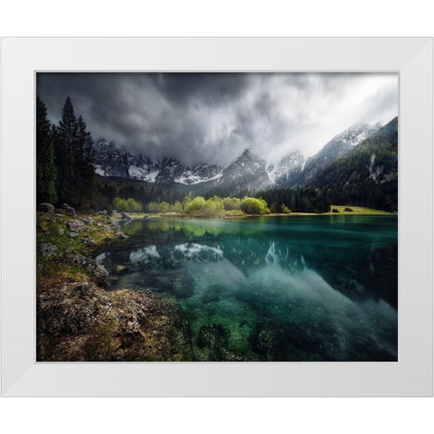 Azul turquesa. White Modern Wood Framed Art Print by Pablo De, Juan