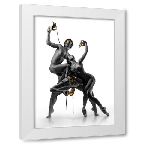 Masks IV White Modern Wood Framed Art Print by Ddiarte
