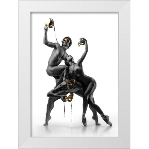 Masks IV White Modern Wood Framed Art Print by Ddiarte