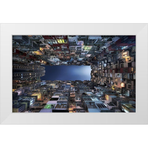Beehive Buildings White Modern Wood Framed Art Print by M. Garcia, Jesus