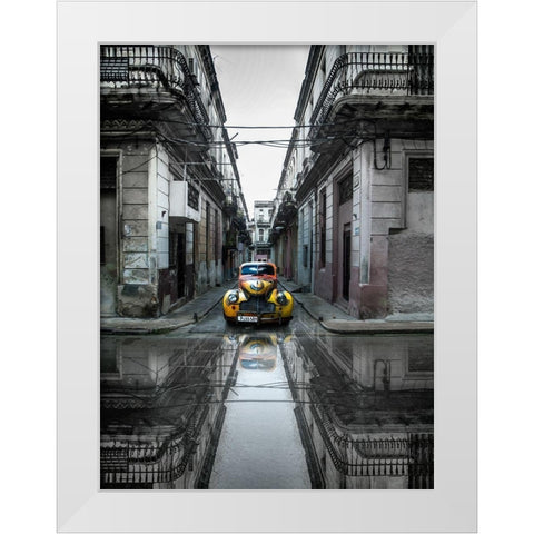 Classic old car in Havana Cuba White Modern Wood Framed Art Print by Yosifov, Svetlin