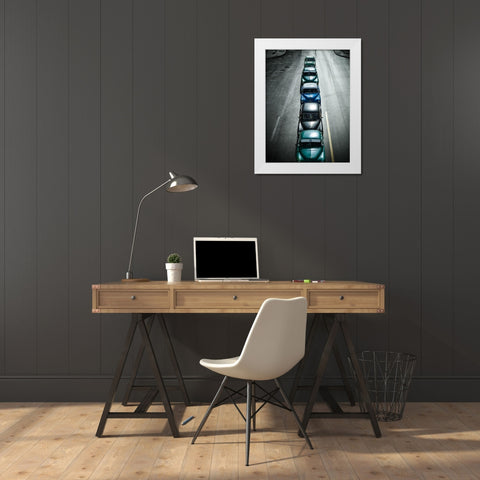 Vintage cars Havana Fantasy White Modern Wood Framed Art Print by Yosifov, Svetlin