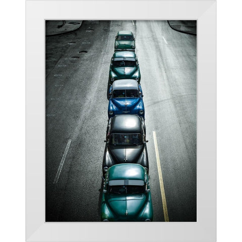 Vintage cars Havana Fantasy White Modern Wood Framed Art Print by Yosifov, Svetlin