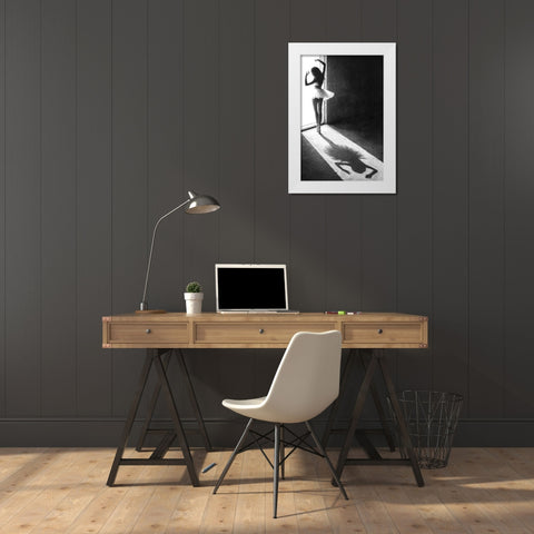 Shadow Dance White Modern Wood Framed Art Print by Kisworo, Sebastian