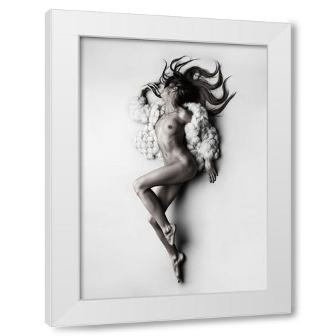 Flaming White Modern Wood Framed Art Print by Valevicius, Aurimas