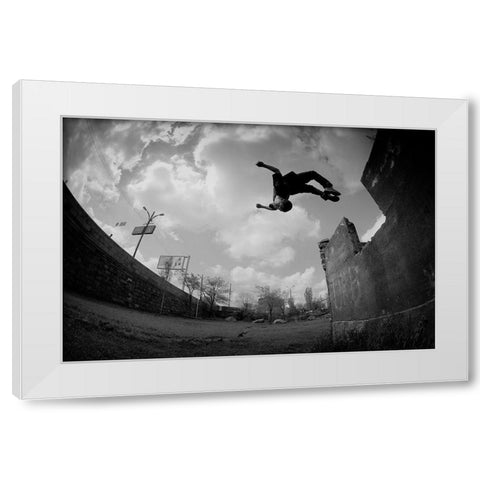 Jumper White Modern Wood Framed Art Print by Manvelyan, Suren