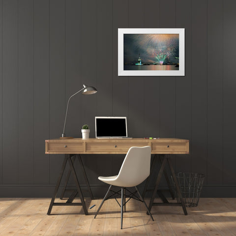 celebration White Modern Wood Framed Art Print by Canakci, Ibrahim
