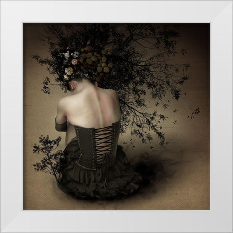 Night scented girl White Modern Wood Framed Art Print by Murakami, Kiyo