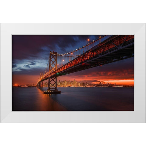 Fire over San Francisco White Modern Wood Framed Art Print by Harriman, Toby