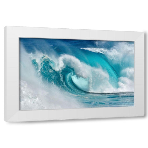 When the ocean turns into blue fire White Modern Wood Framed Art Print by Montero, Daniel