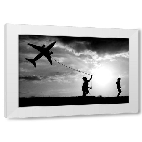 Fly my Plane White Modern Wood Framed Art Print by Trijoko