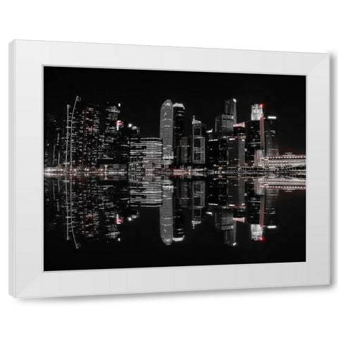 Night in the City White Modern Wood Framed Art Print by Hardibudi
