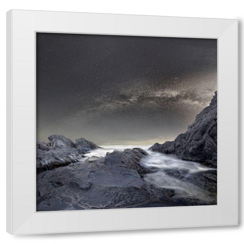 Where is the moon White Modern Wood Framed Art Print by Hristov, Stoyan