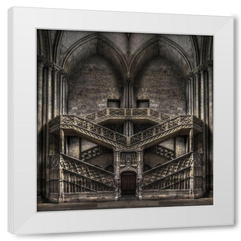 Tribute to Escher White Modern Wood Framed Art Print by Stefan, Jacek