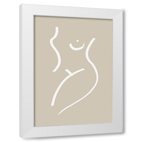 Body Sketch Sand White Modern Wood Framed Art Print by Artographie Studio