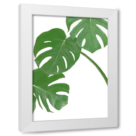 Monstera Green 01 White Modern Wood Framed Art Print by Artographie Studio