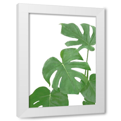 Monstera Green 03 White Modern Wood Framed Art Print by Artographie Studio