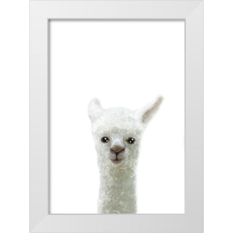 Llama White Modern Wood Framed Art Print by Artographie Studio