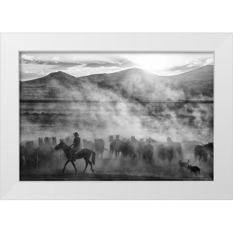 Rider on the roll White Modern Wood Framed Art Print by Aumitcanan