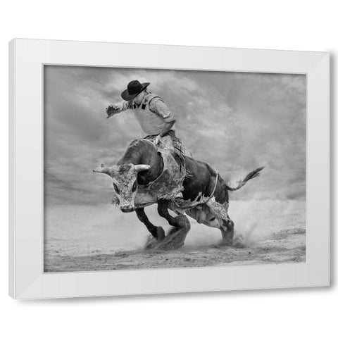 Ram Rodeo White Modern Wood Framed Art Print by Wang, Yun