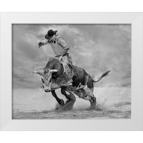 Ram Rodeo White Modern Wood Framed Art Print by Wang, Yun