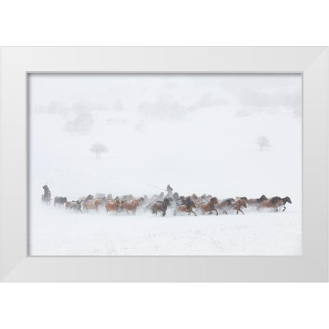 Winter Pastures White Modern Wood Framed Art Print by Xu, Tony