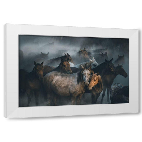 Love White Modern Wood Framed Art Print by Taskin, Huseyin