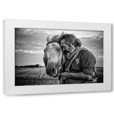 Shared Sorrow White Modern Wood Framed Art Print by Mete, Gilcan