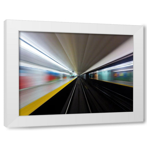 Toronto Subway System Speed No 2 White Modern Wood Framed Art Print by Carson, Brian