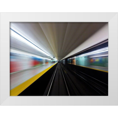 Toronto Subway System Speed No 2 White Modern Wood Framed Art Print by Carson, Brian