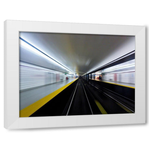 Toronto Subway System Speed No 3 White Modern Wood Framed Art Print by Carson, Brian