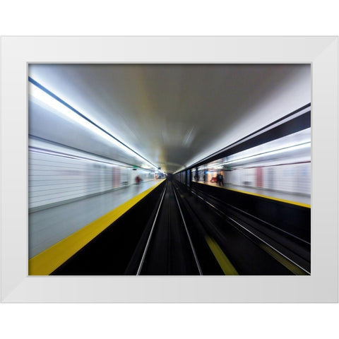 Toronto Subway System Speed No 3 White Modern Wood Framed Art Print by Carson, Brian