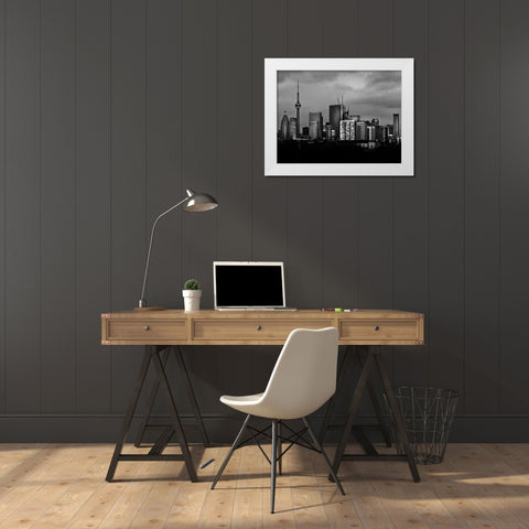 Toronto Skyline from the Pape Bridge No 3 White Modern Wood Framed Art Print by Carson, Brian