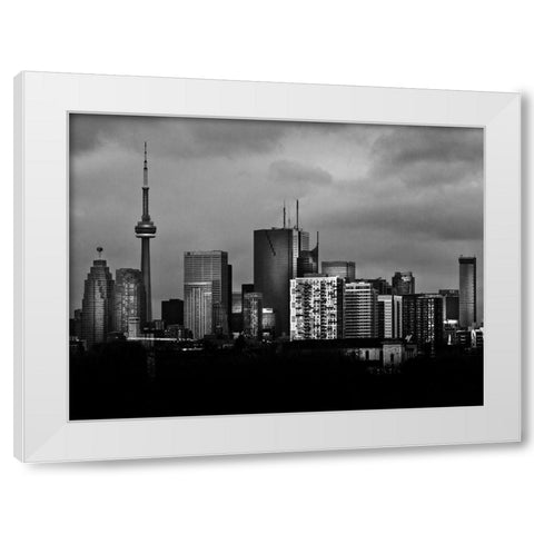 Toronto Skyline from the Pape Bridge No 3 White Modern Wood Framed Art Print by Carson, Brian