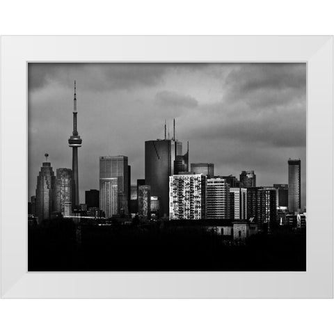 Toronto Skyline from the Pape Bridge No 3 White Modern Wood Framed Art Print by Carson, Brian